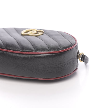 Gucci Azalea Calfskin Matelasse Diagonal Torchon GG Marmont Belt Bag 85 34 Black Romantic Cerise 9 of 10