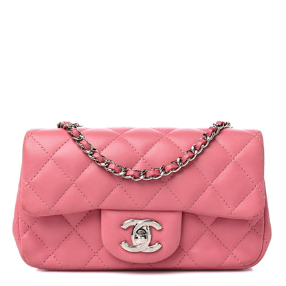 Chanel Lambskin Quilted Extra Mini Rectangular Flap Pink 1 of 14