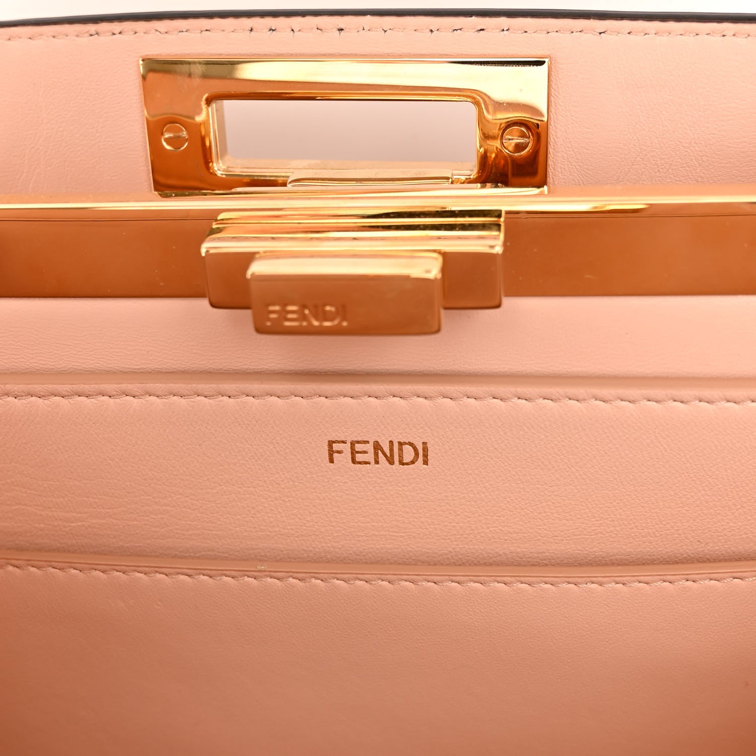 Fendi Vitello Seta Shiny Nappa Medium Peekaboo I SEE U Satchel Brandy Light Rose 7 of 11