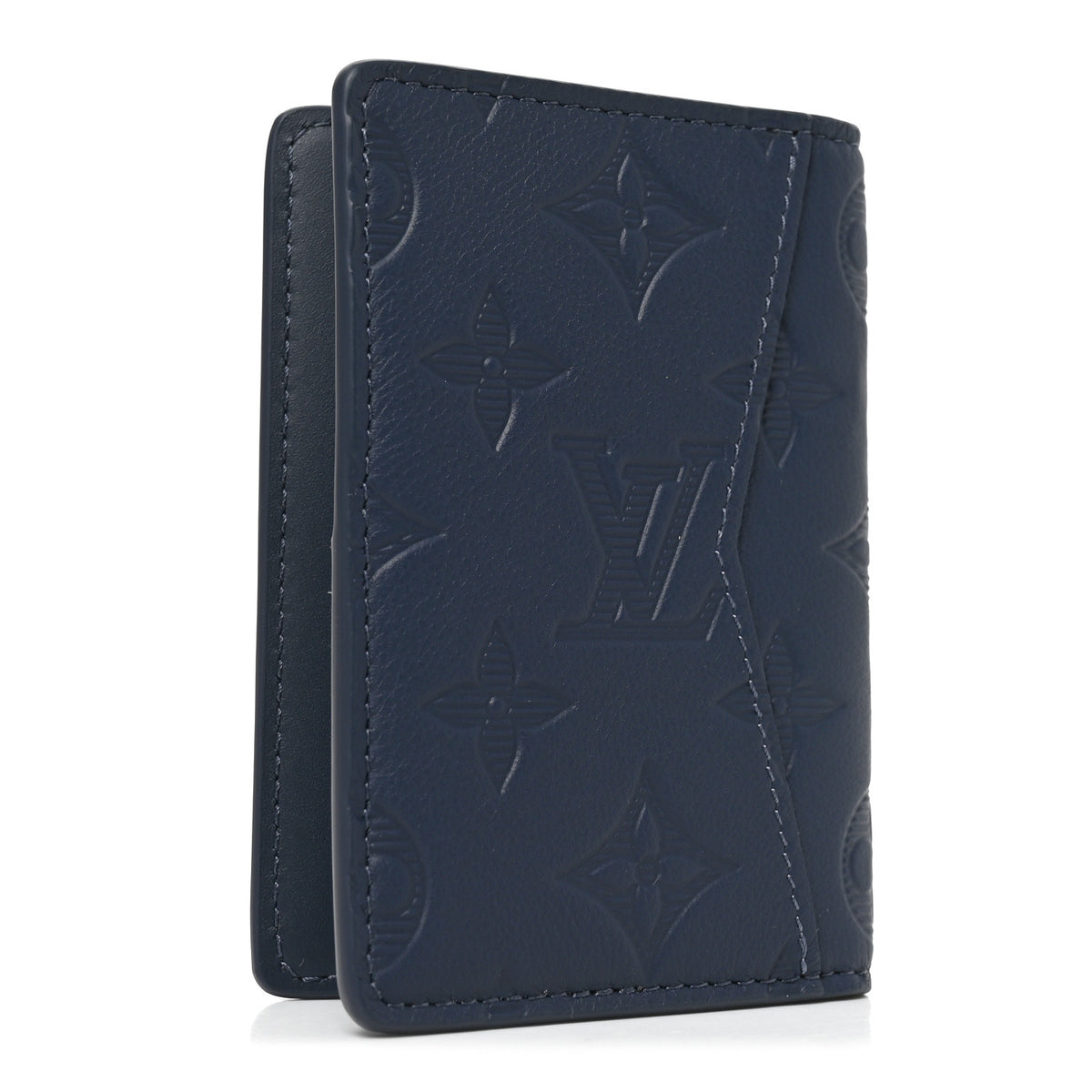 Louis Vuitton Calfskin Monogram Shadow Pocket Organizer Navy Blue 3 of 7