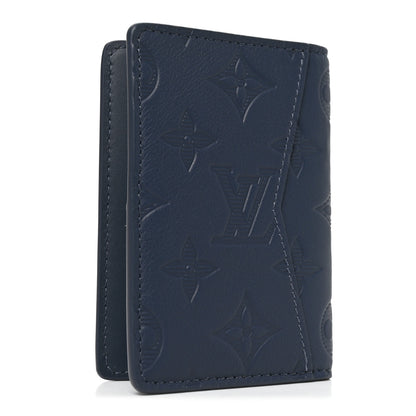 Louis Vuitton Calfskin Monogram Shadow Pocket Organizer Navy Blue 3 of 7