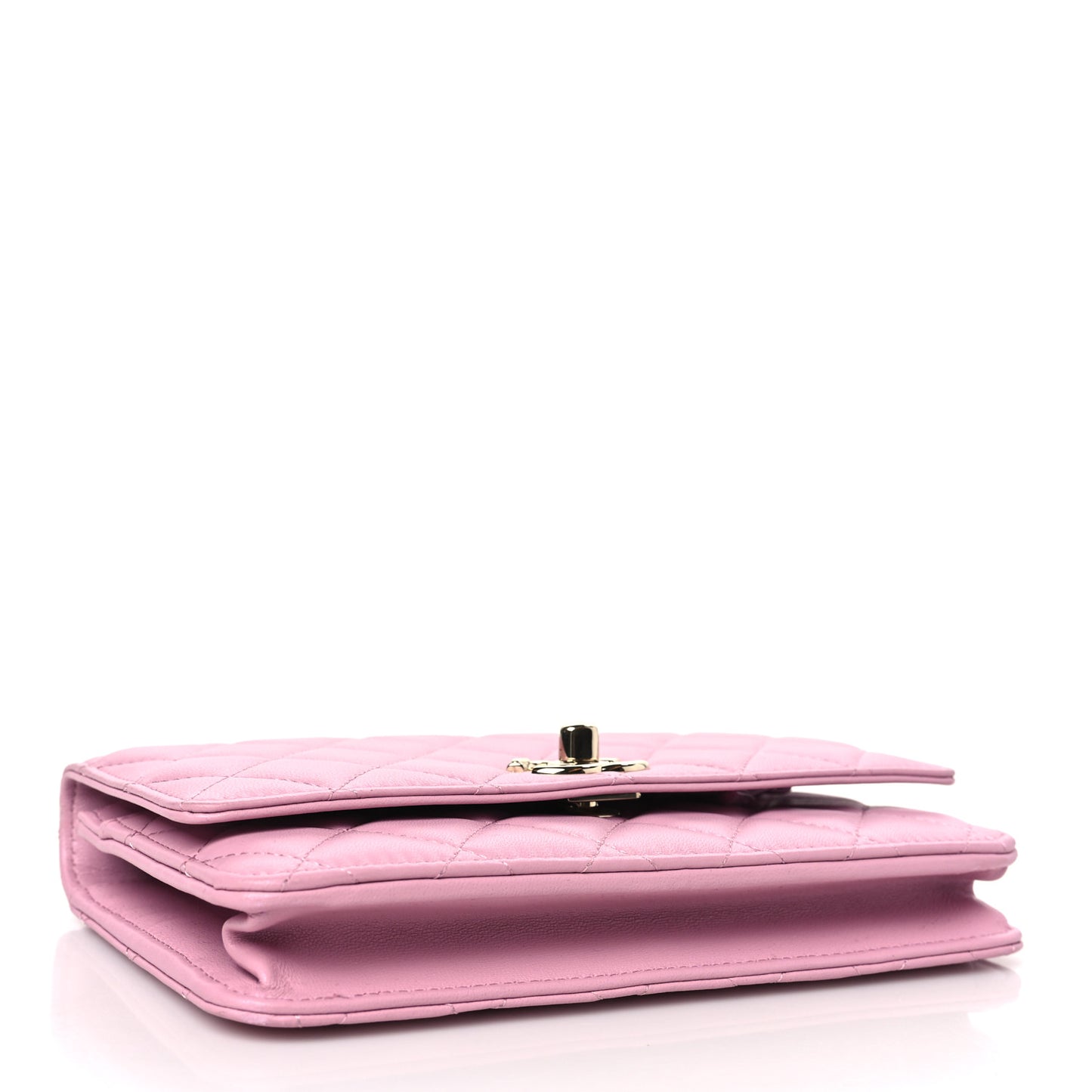 Lambskin Quilted Trendy CC Wallet On Chain WOC Pink