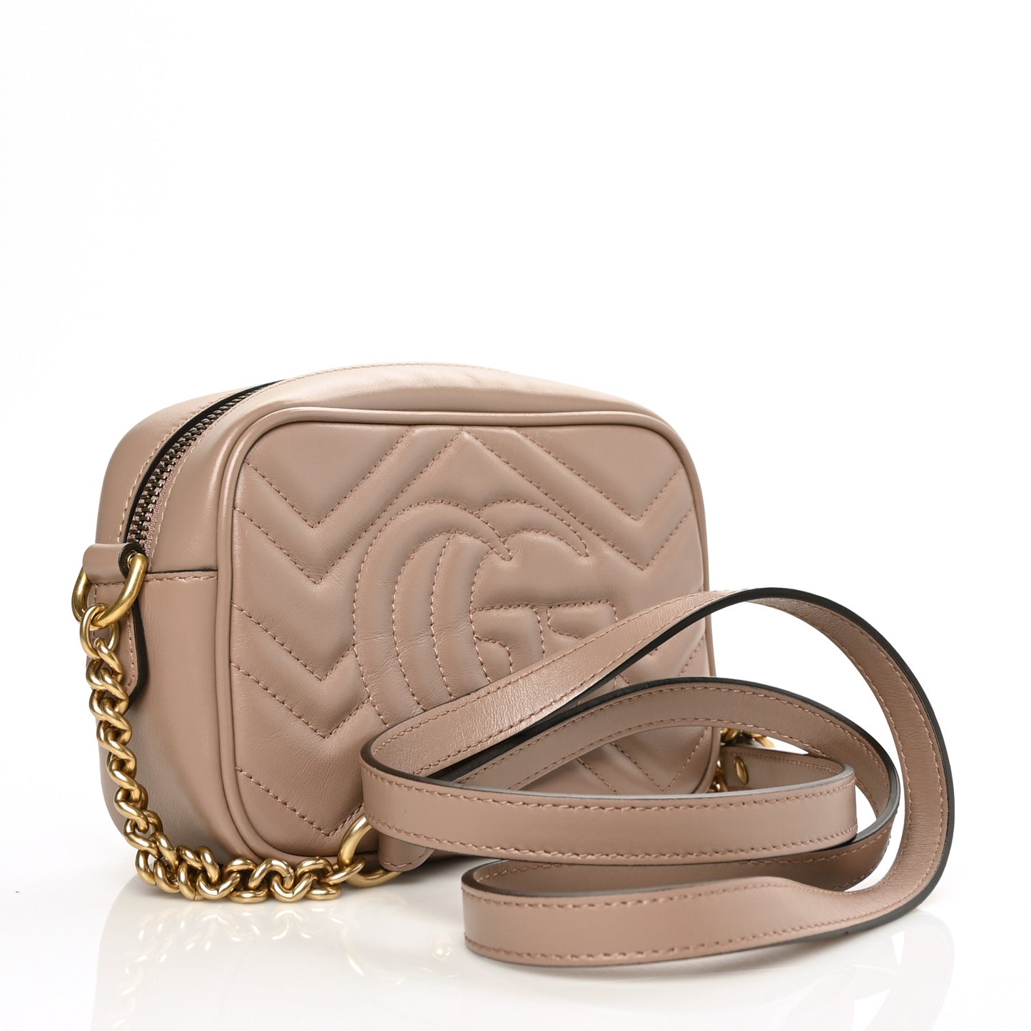 Calfskin Matelasse Mini GG Marmont Chain Shoulder Bag Porcelain Rose
