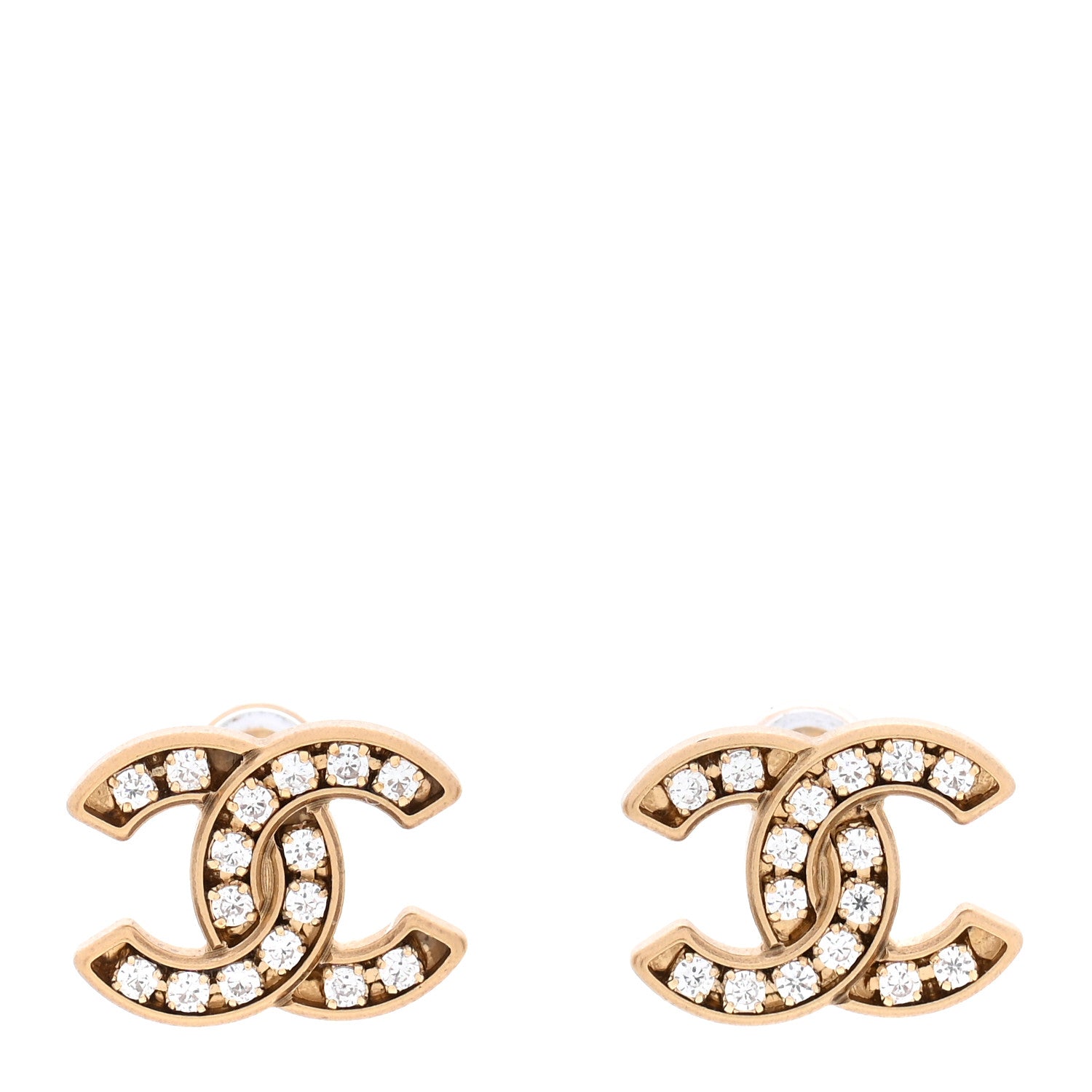 Chanel Crystal CC Earrings Gold 1 of 5