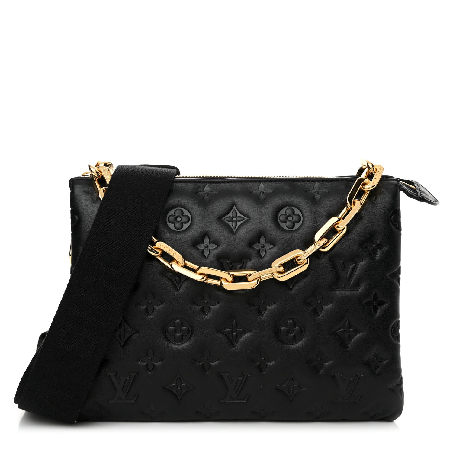 Louis Vuitton Lambskin Embossed Monogram Coussin PM Black 1 of 10