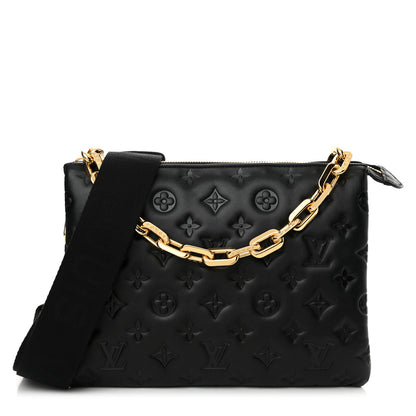 Louis Vuitton Lambskin Embossed Monogram Coussin PM Black 1 of 10