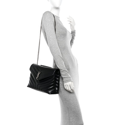 Saint Laurent Calfskin Y Quilted Monogram Medium Loulou Chain Satchel Black 2 of 14