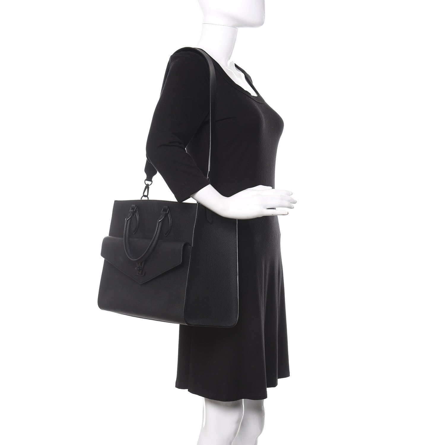 Louis Vuitton Soft Calfskin Lockme Tote MM Black 2 of 10