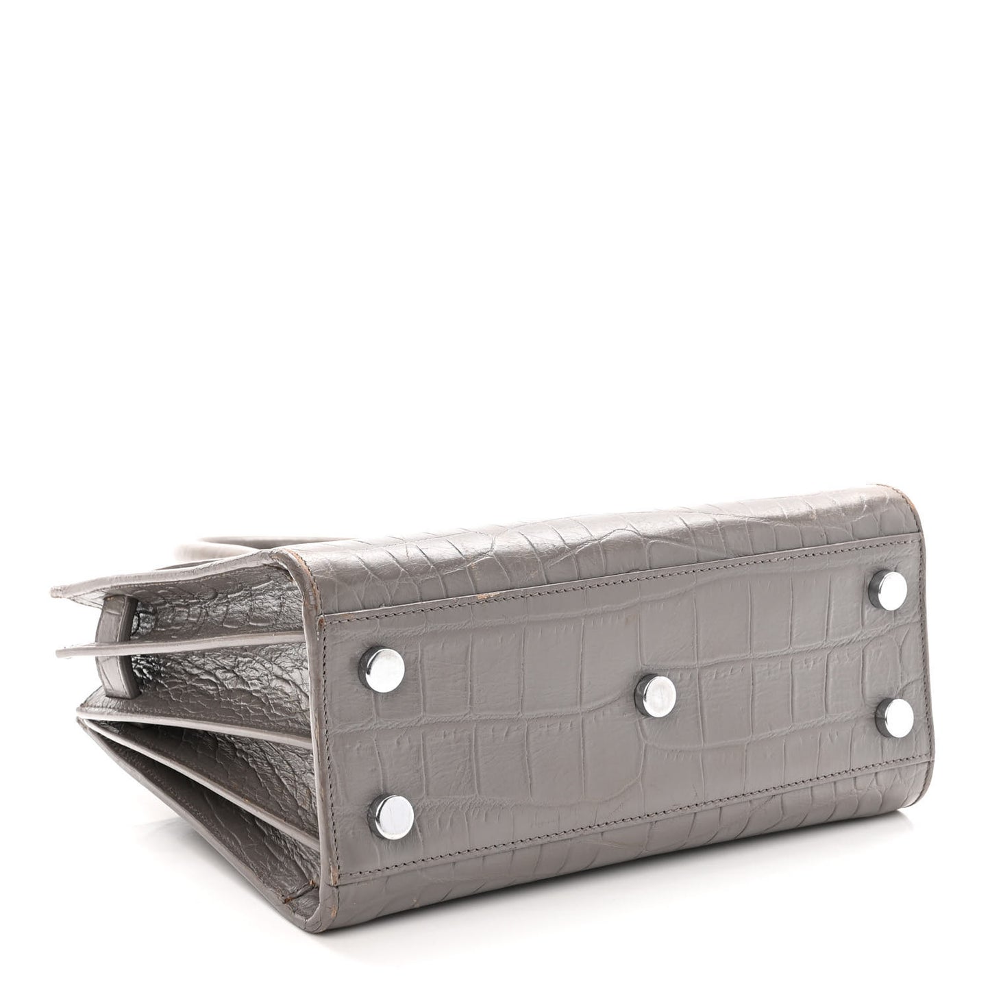 Calfskin Crocodile Embossed Nano Sac De Jour Fog
