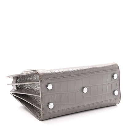 Saint Laurent Calfskin Crocodile Embossed Nano Sac De Jour Fog 4 of 23