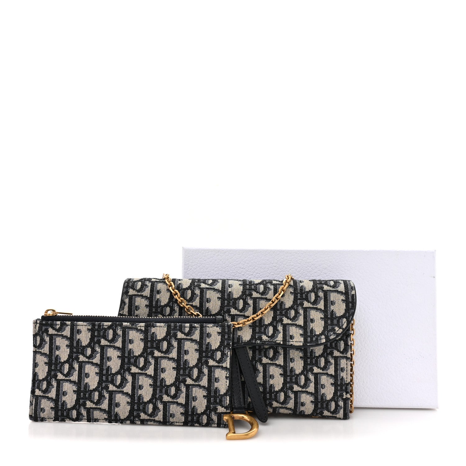 Christian Dior Oblique Saddle Chain Long Wallet Blue 13 of 13