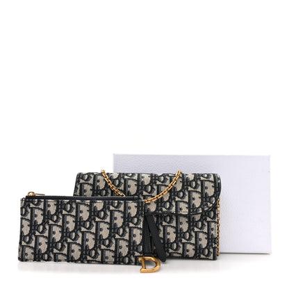 Christian Dior Oblique Saddle Chain Long Wallet Blue 13 of 13