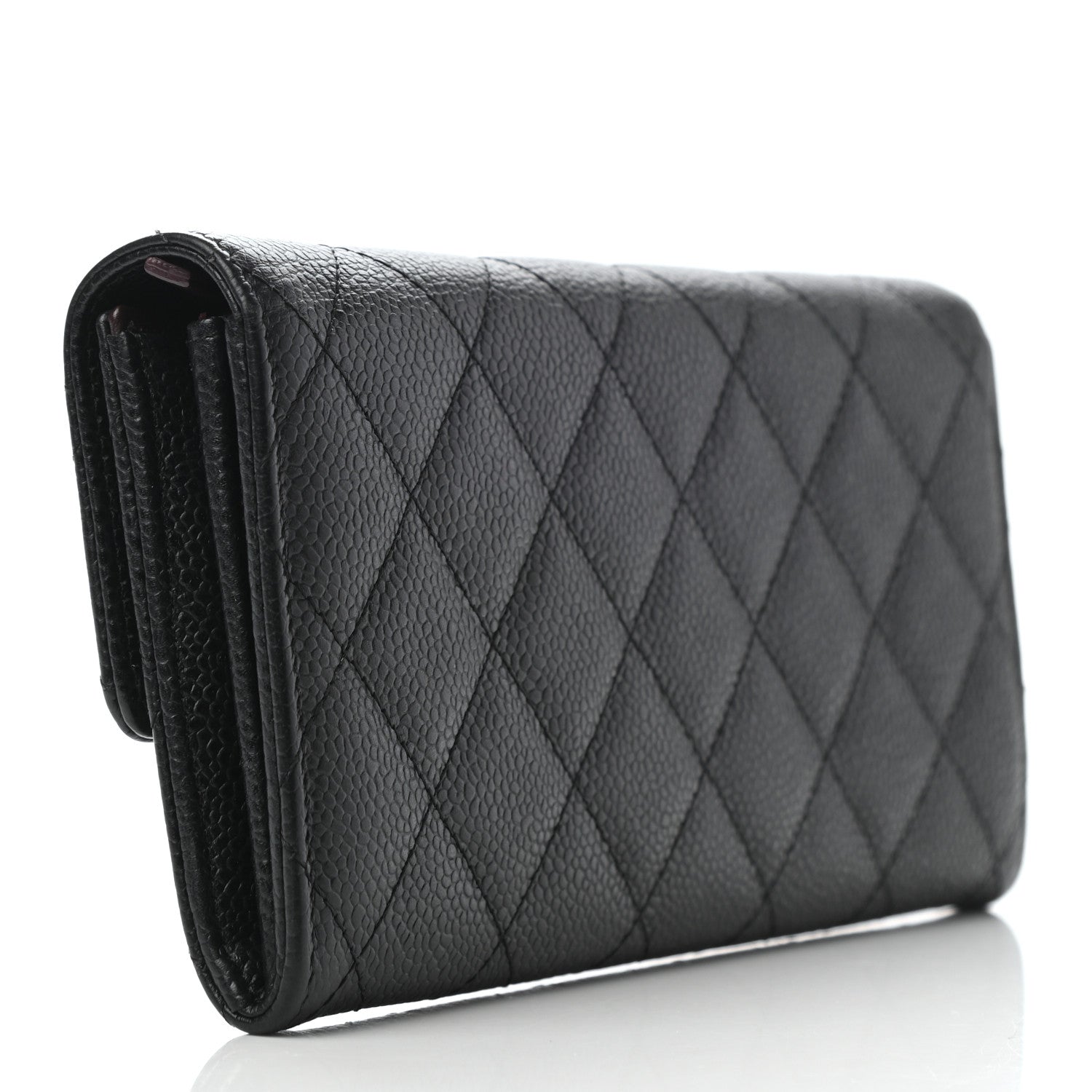 Chanel Caviar Quilted Large Gusset Flap Wallet Black 3 of 9