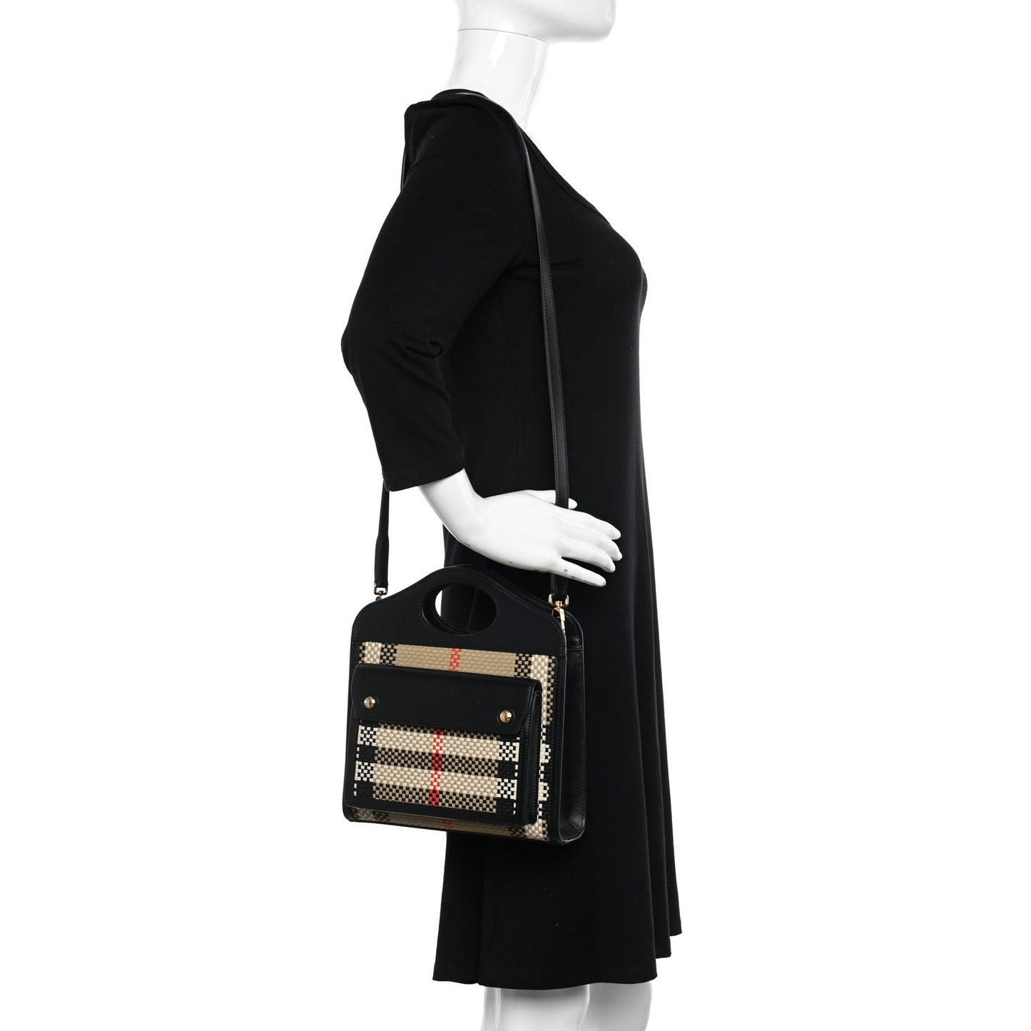 Calfskin Check Mini Pocket Bag Black