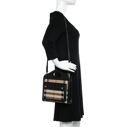Burberry Calfskin Check Mini Pocket Bag Black 2 of 12