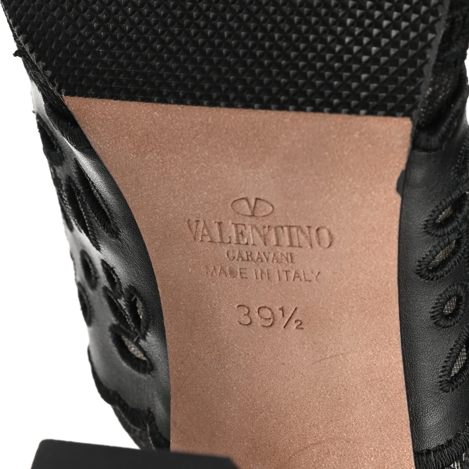 Valentino Garavani Calfskin Lace Tulle Pointed Toe Ankle Boots 39.5 Black 6 of 9