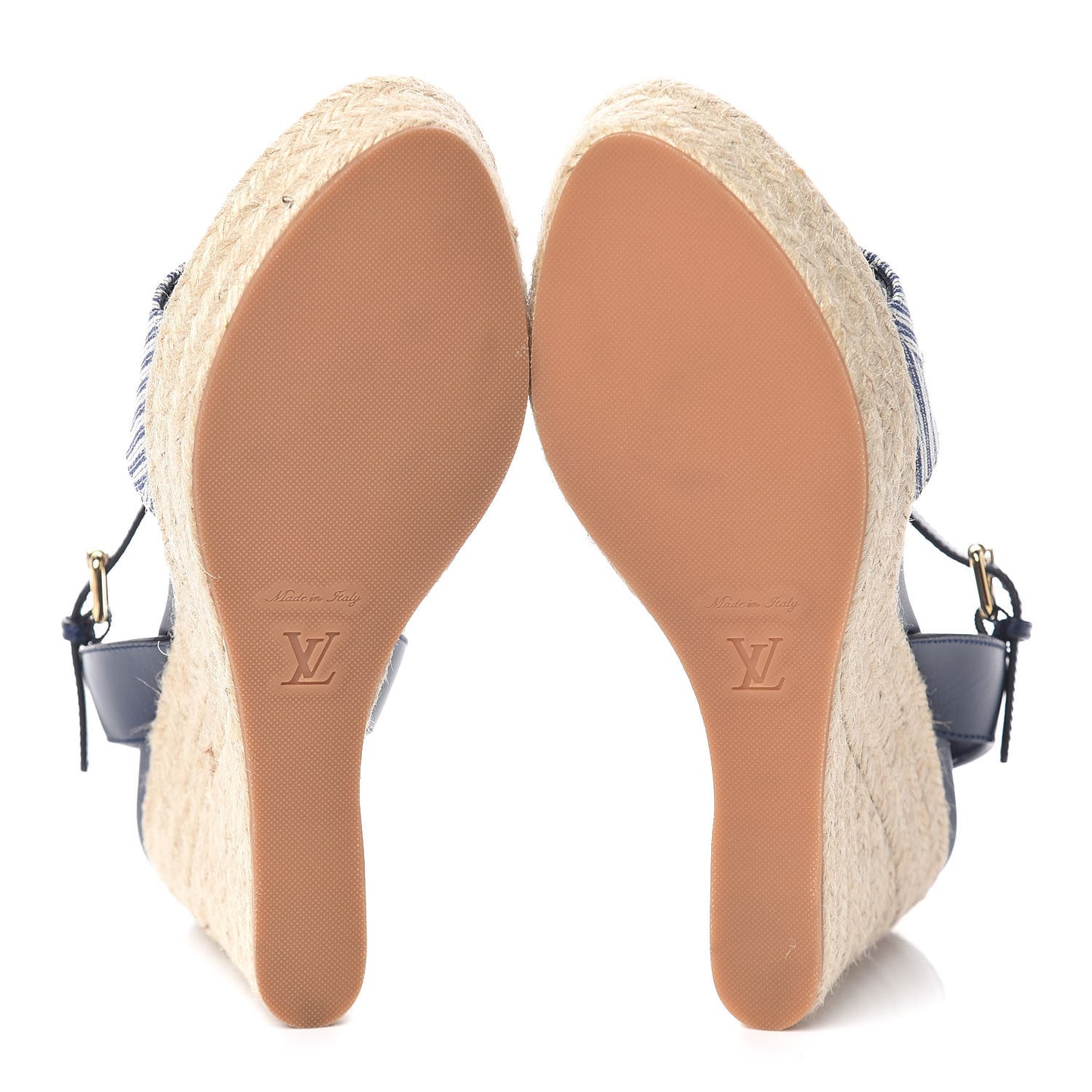 Calfskin Canvas Monogram Sail Away Wedge Sandal 39 Marine