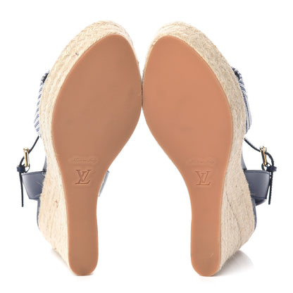 Louis Vuitton Calfskin Canvas Monogram Sail Away Wedge Sandal 39 Marine 7 of 7