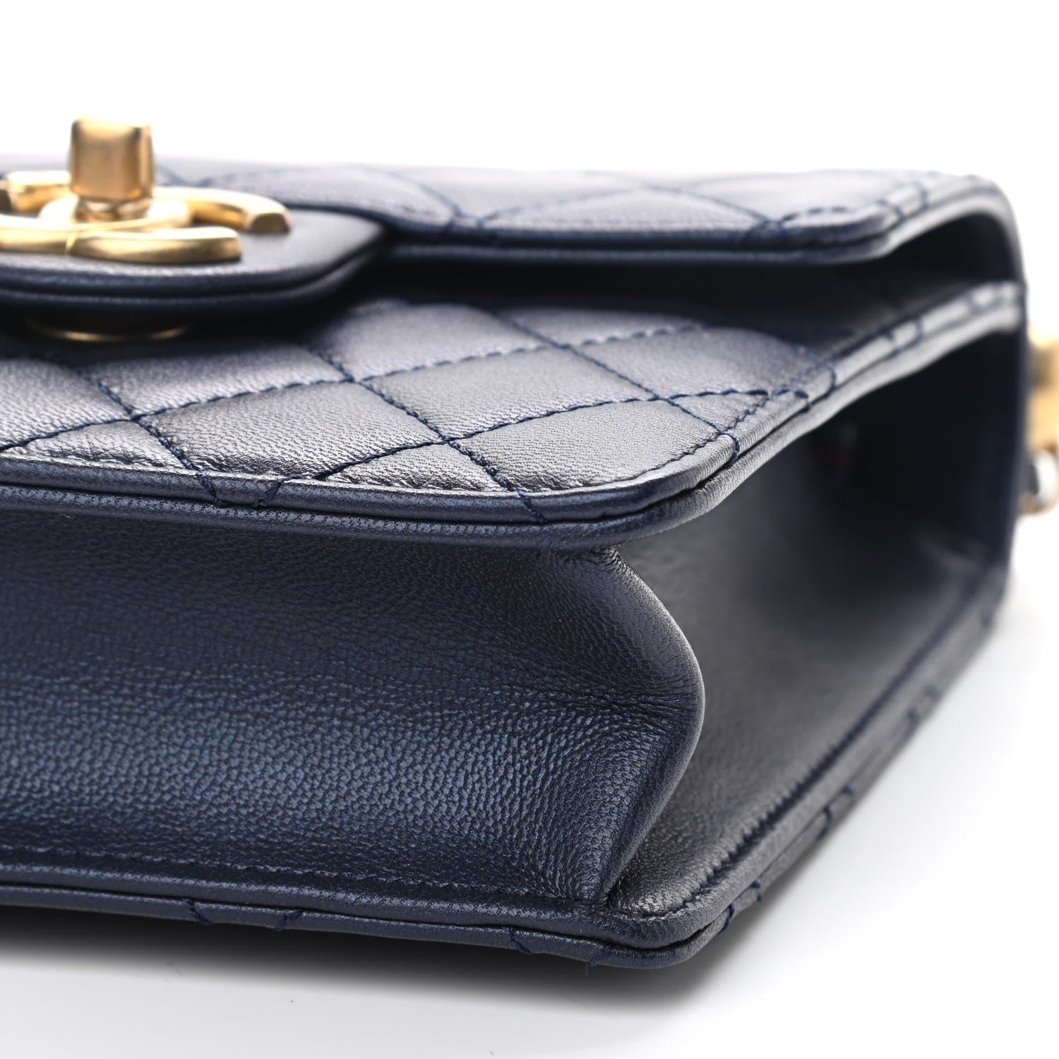 Chanel Iridescent Lambskin Quilted Chic Pearls Flap Navy Blue 9 of 9