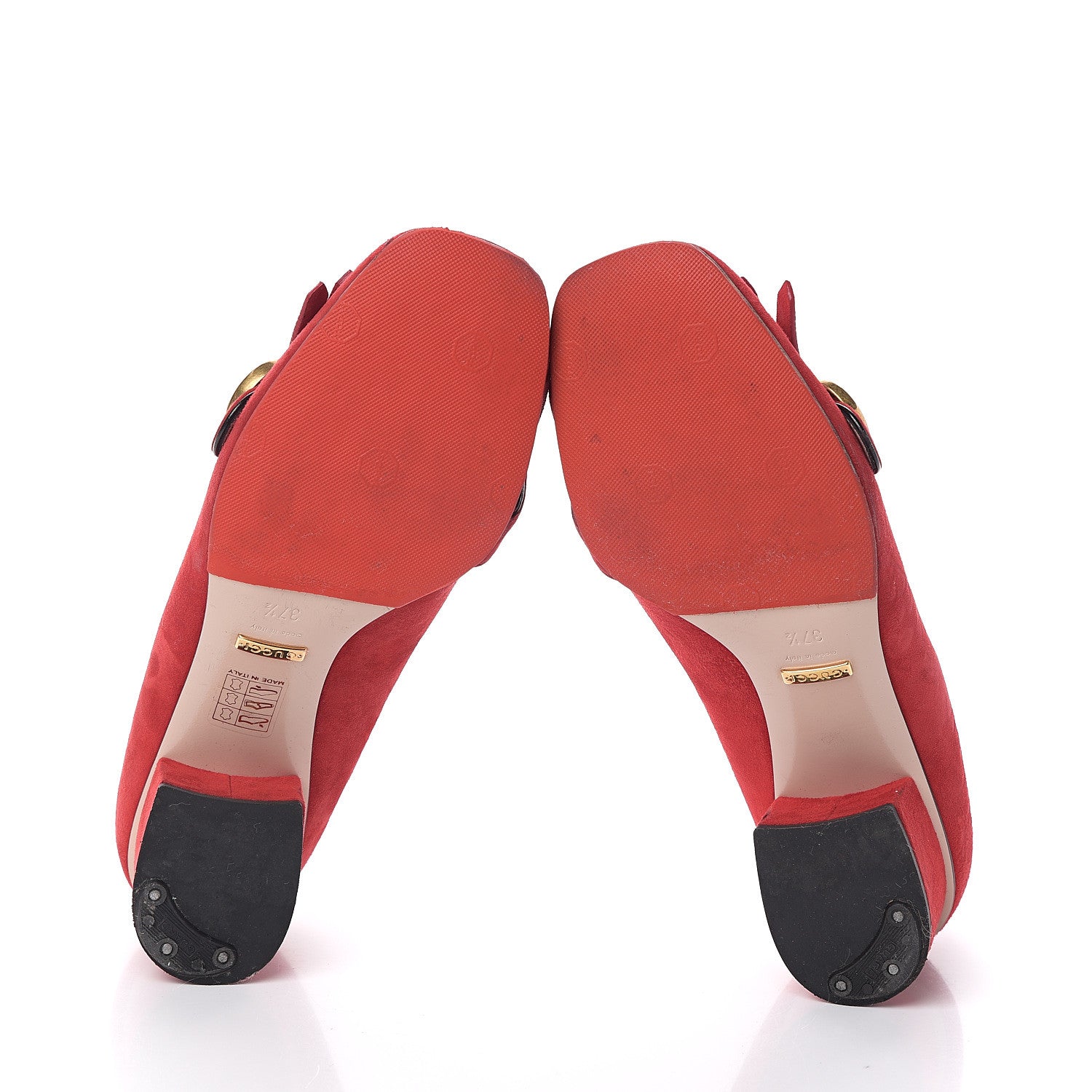 Gucci Kid Scamosciato GG Marmont Fringe 50mm Loafer Pumps 37.5 Vulcanic Red 5 of 7
