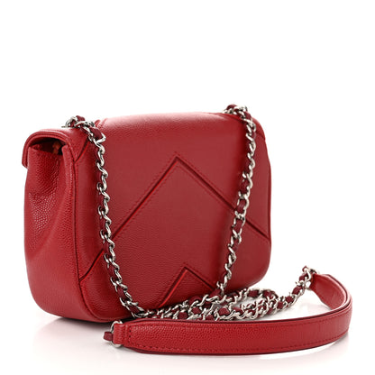 Chanel Caviar Macro Chevron Small Single Flap Red 3 of 11