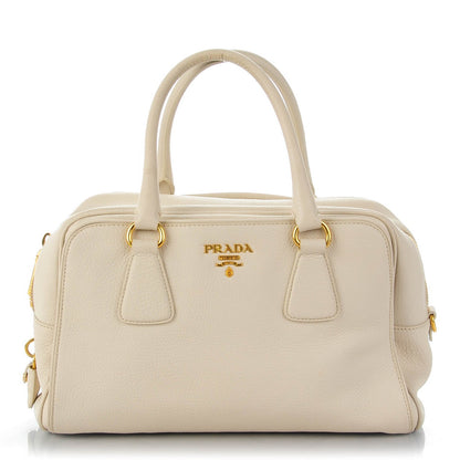 Prada Vitello Daino Bowler Tote Talco 1 of 10