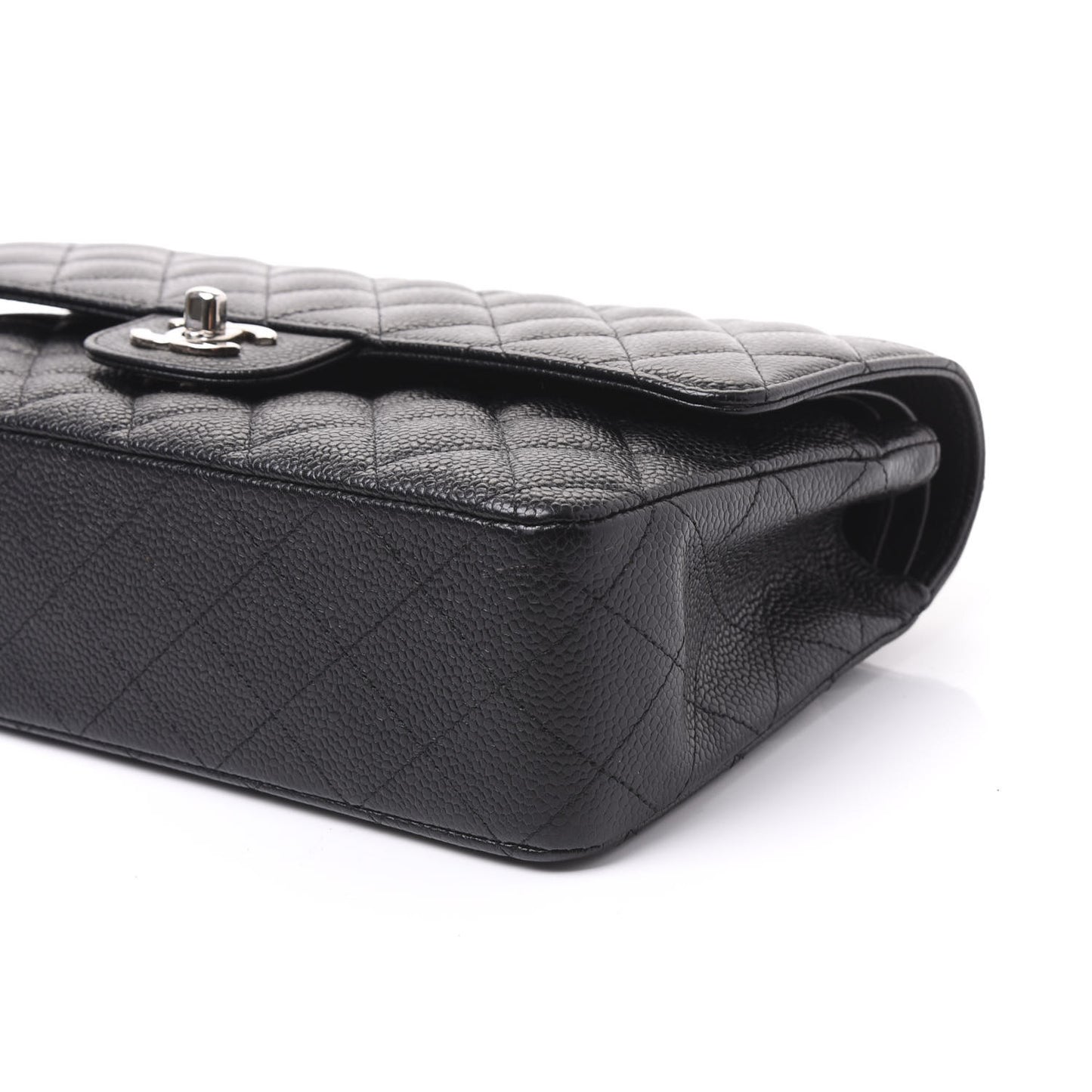 Caviar Quilted Medium Double Flap Black