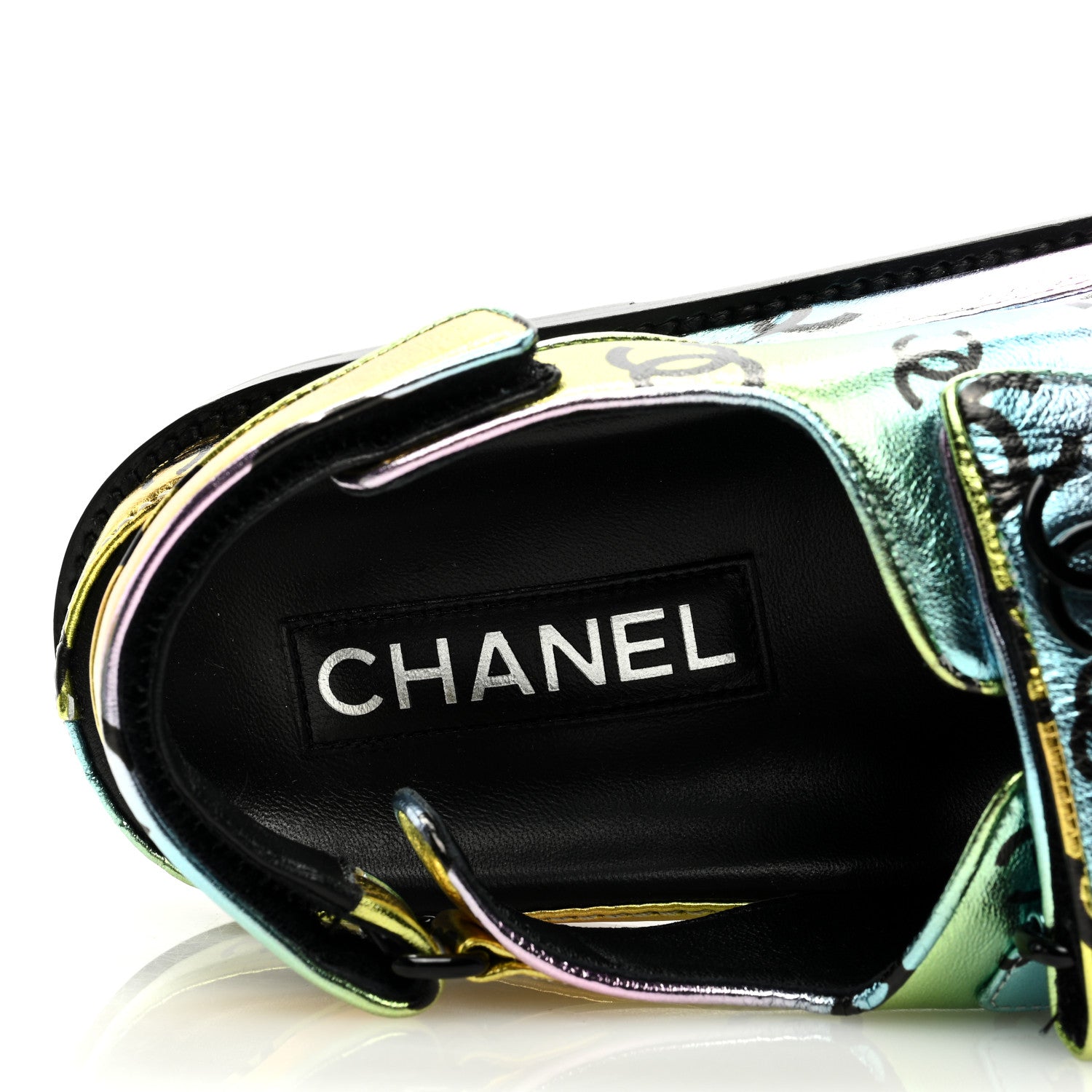 Chanel Laminated Lambskin Printed CC Dad Sandals 40 Multicolor 7 of 9