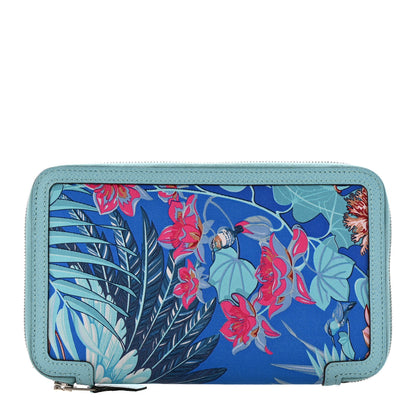 Hermes Epsom Printed Silk Flamingo Party Soie-Cool Wallet Mykonos Bleu Atoll 1 of 9