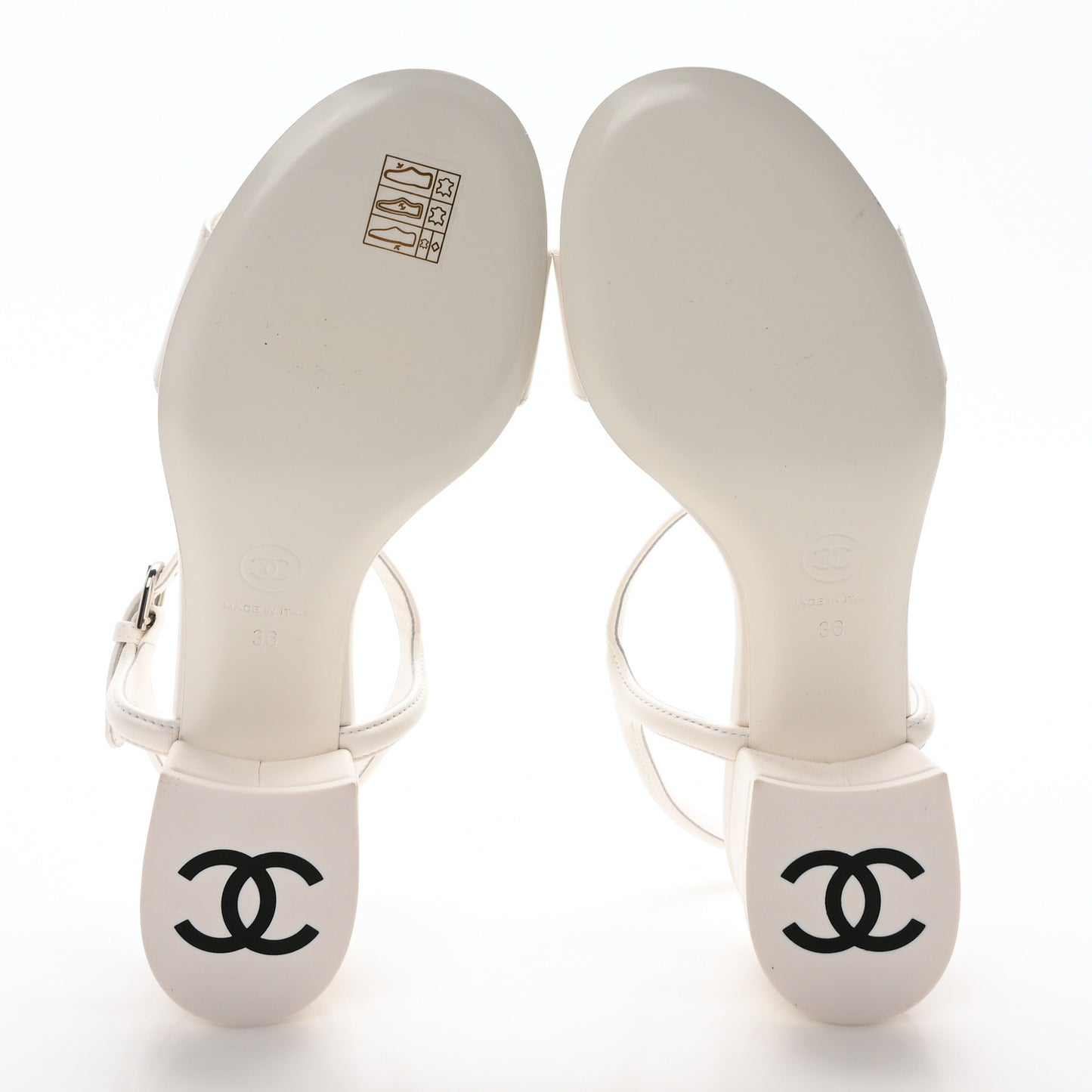 Lambskin Logo Ankle Strap Sandals 36 White
