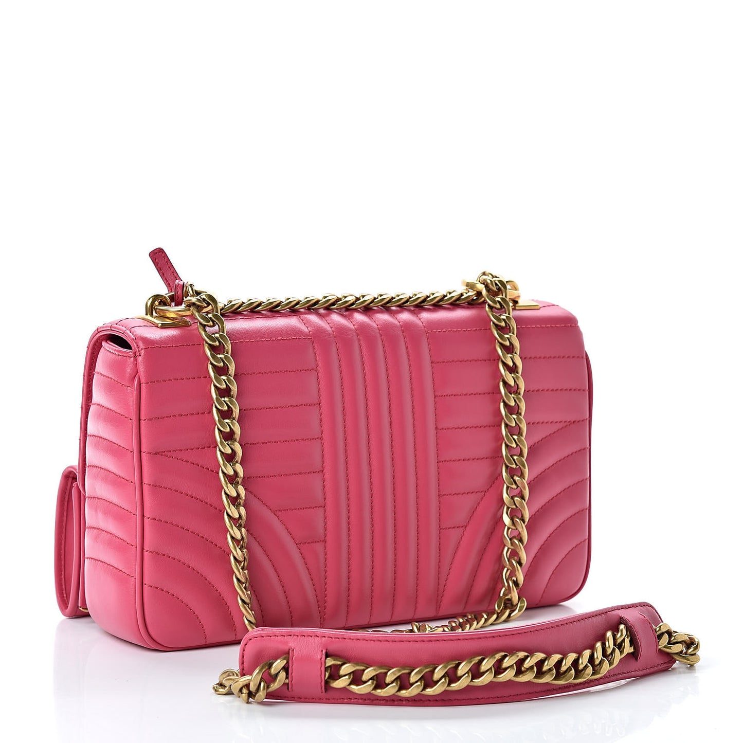Soft Calfskin Impunture Diagramme Medium Chain Flap Shoulder Bag Magenta