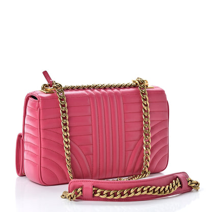 Prada Soft Calfskin Impunture Diagramme Medium Chain Flap Shoulder Bag Magenta 3 of 9