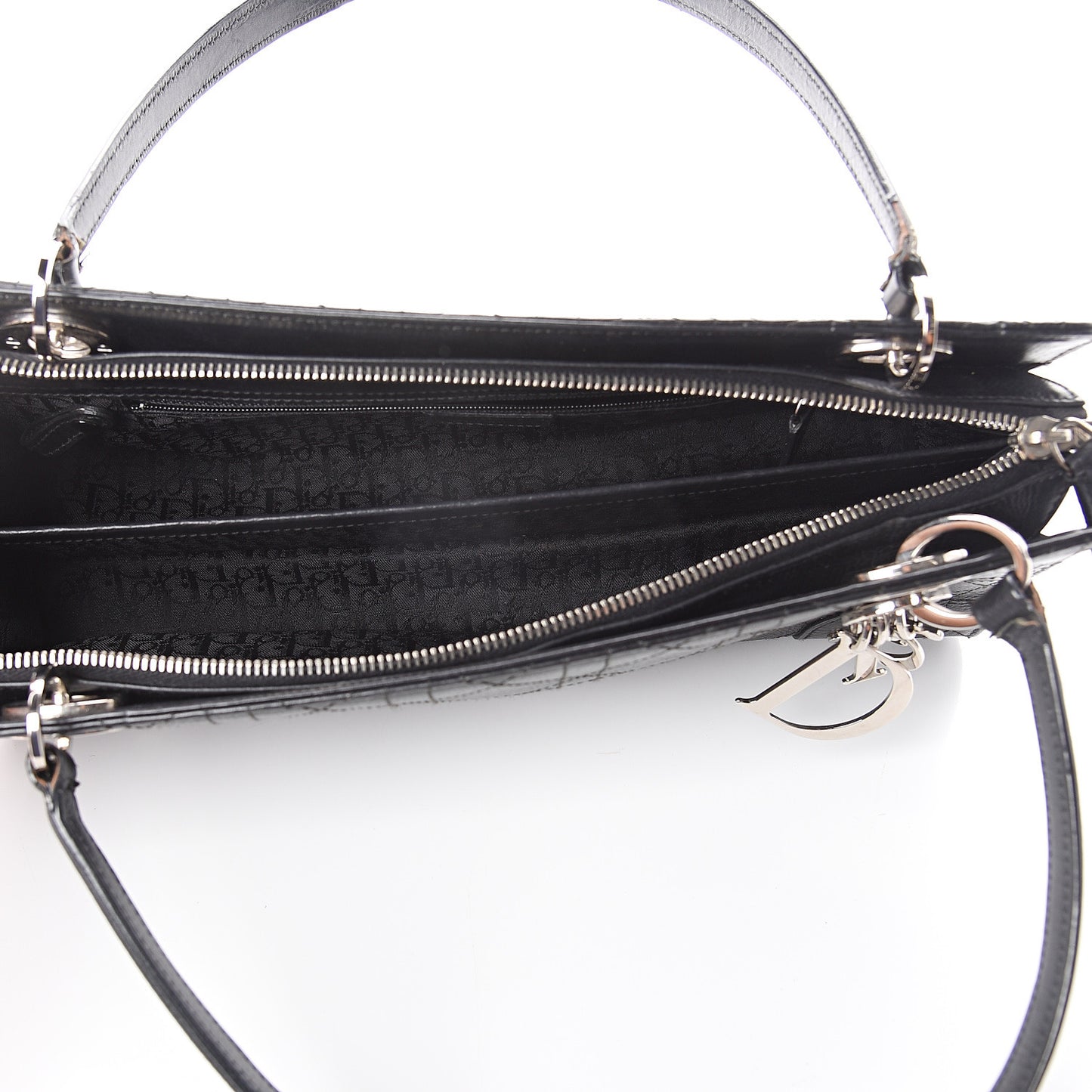Calfskin Cannage Stitched East West Lady Dior Black