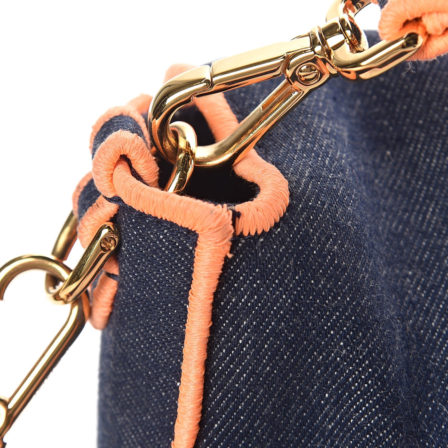 Denim Large Baguette Blue Arancio Fluo