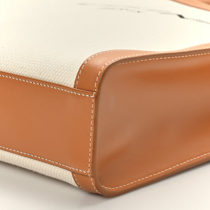 Celine Canvas Calfskin Logo Print Small Vertical Cabas Natural Tan 9 of 10