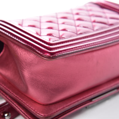 Chanel Metallic Patent Calfskin Quilted Small Boy Flap Pink 17 of 17