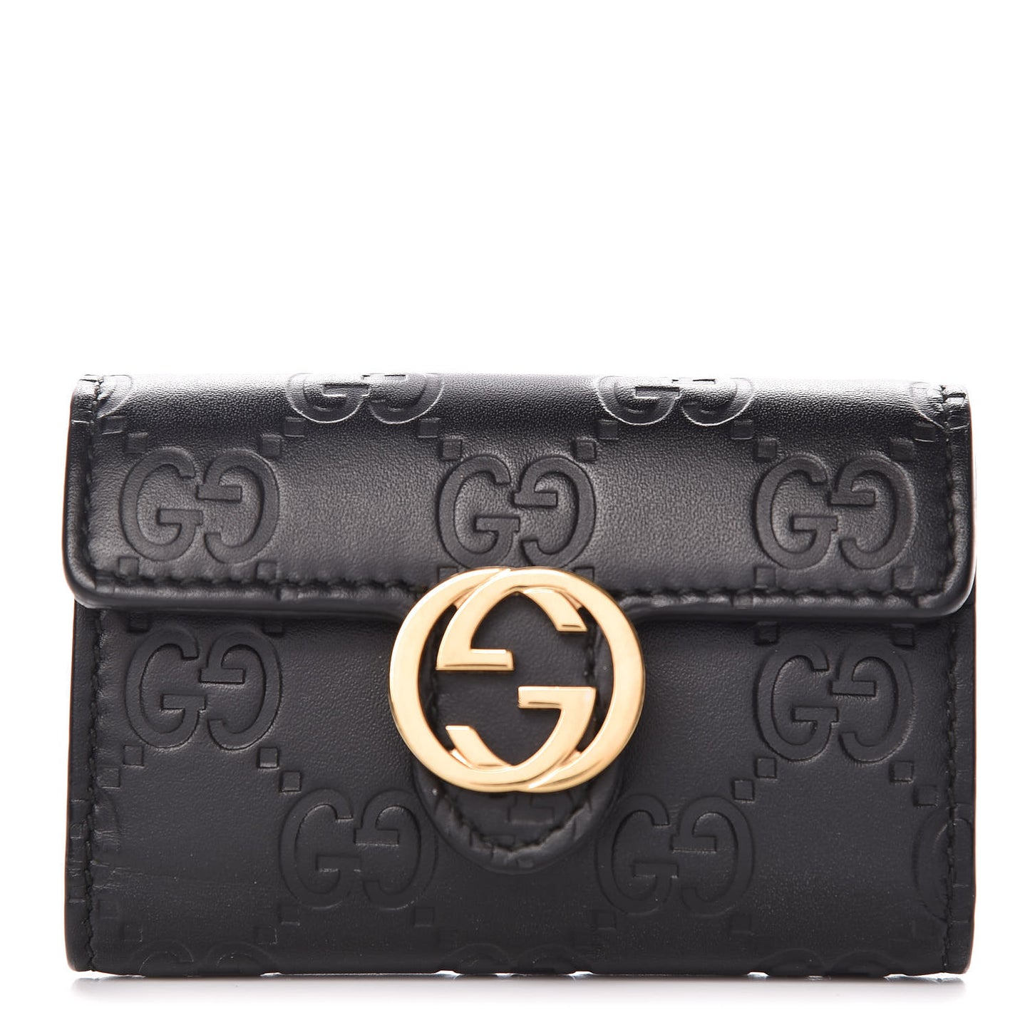 Guccissima Icon Signature 6 Key Holder Case Black