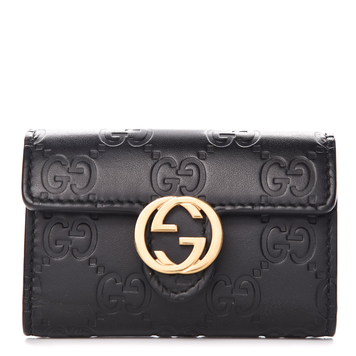 Gucci Guccissima Icon Signature 6 Key Holder Case Black 1 of 9