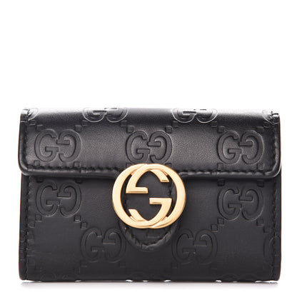 Gucci Guccissima Icon Signature 6 Key Holder Case Black 1 of 9