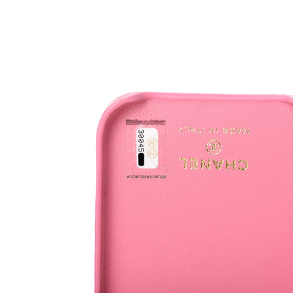 Chanel Lambskin Quilted iPhone XII Pro Max Case With Chain Pink 8 of 10