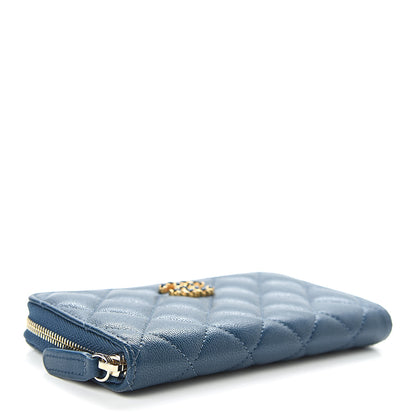 Chanel Lambskin Quilted 19 Small Zip Around Wallet Blue 4 of 9