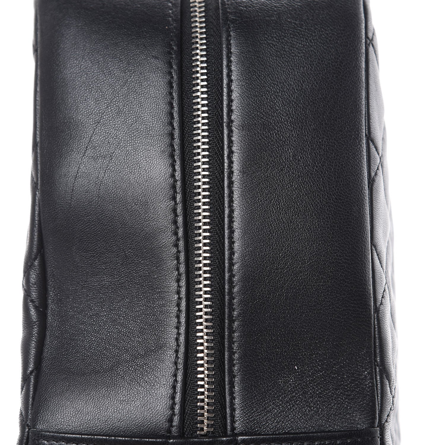 Chanel Lambskin Quilted Large Curvy Pouch Cosmetic Case Black 15 of 17