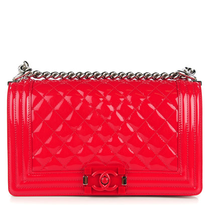 Chanel Patent Calfskin Quilted Medium Plexiglass Boy Flap Red 1 of 7