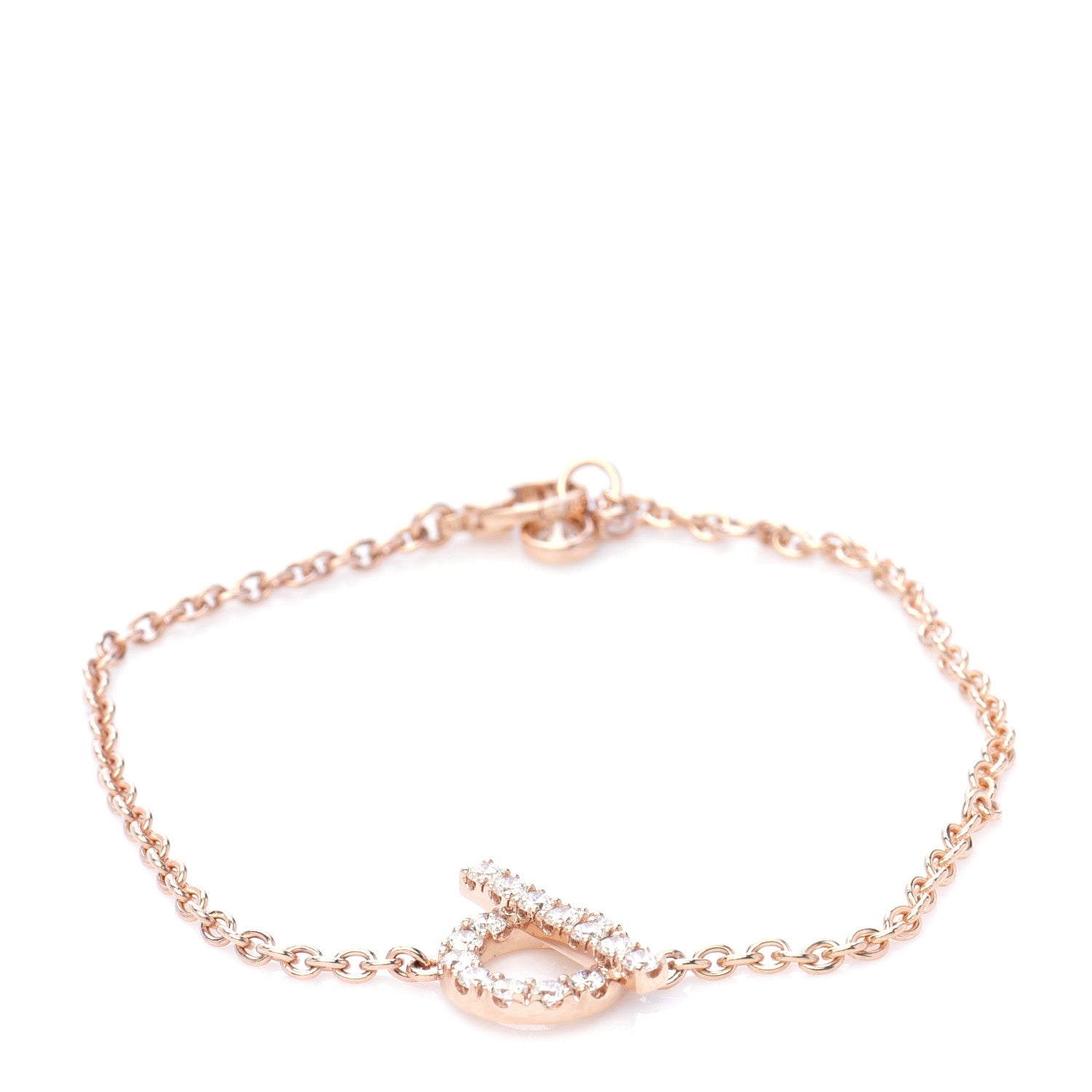 Hermes 18K Rose Gold Diamond Finesse Bracelet SH 1 of 8