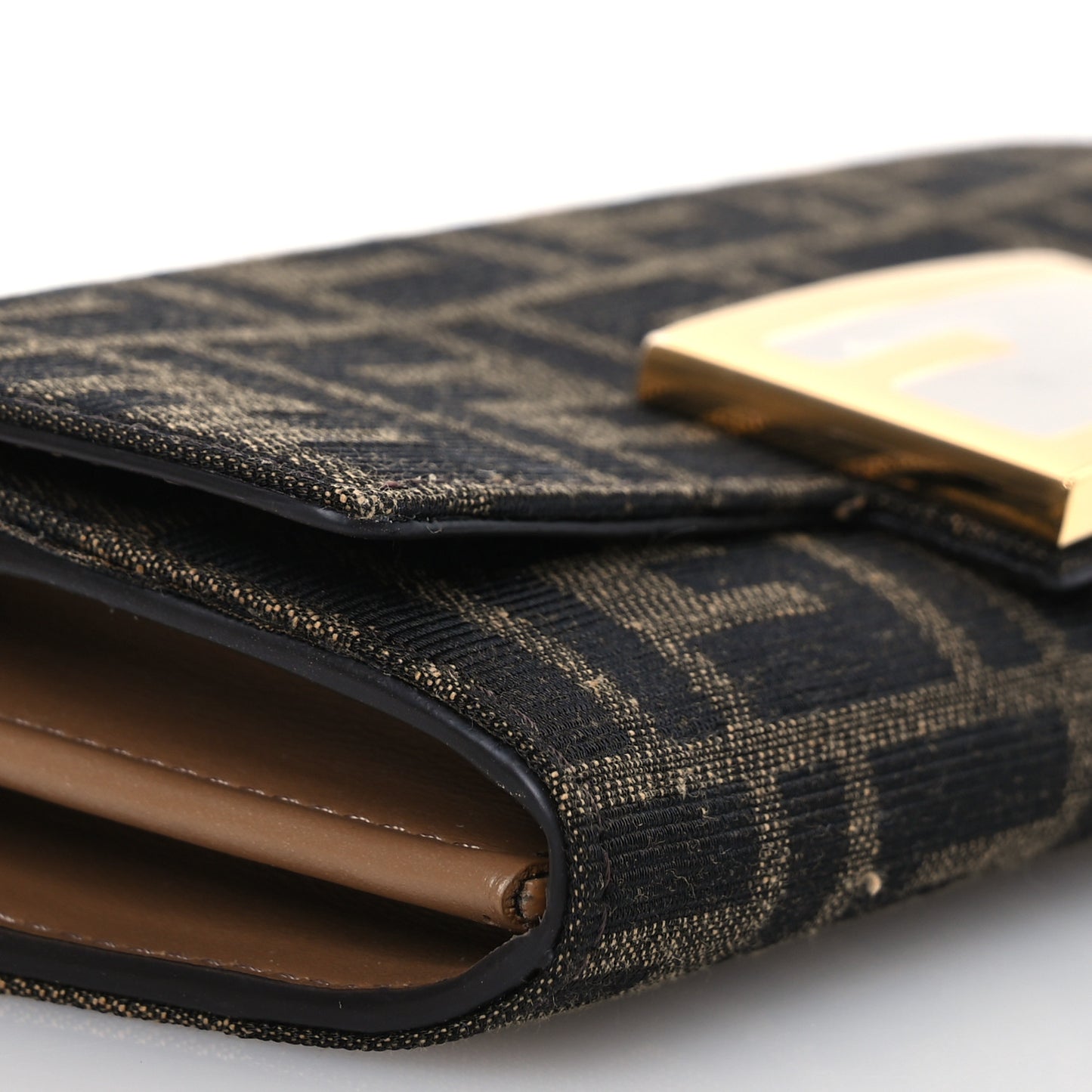 Fabric Jacquard FF 1974 Continental Wallet On Chain Tobacco Moro