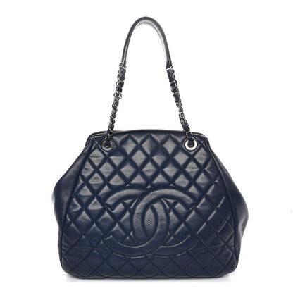 Chanel Caviar Quilted Framed Bowling Bag Navy 1 of 7