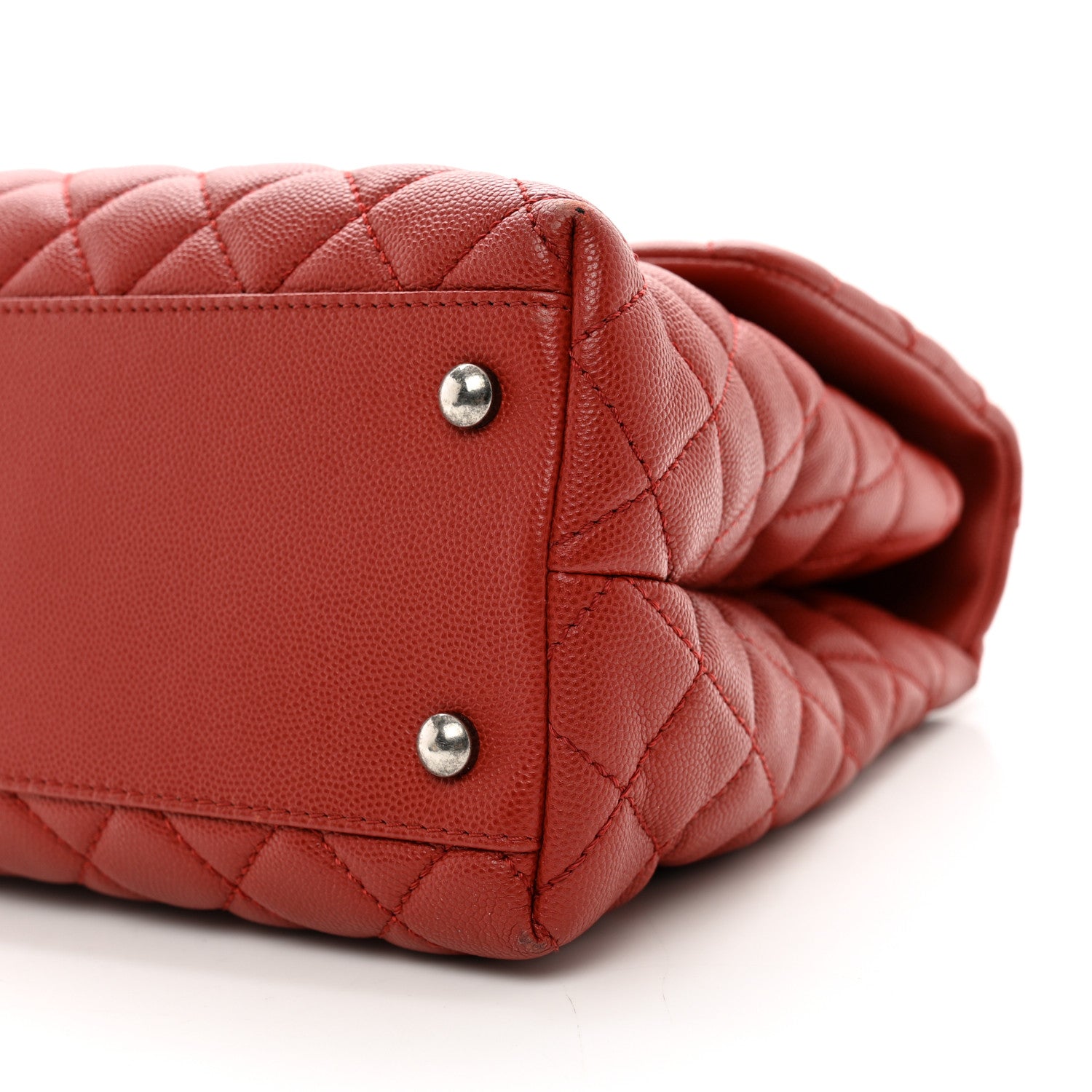 Chanel Caviar Quilted Medium Coco Handle Flap Dark Red 10 of 12