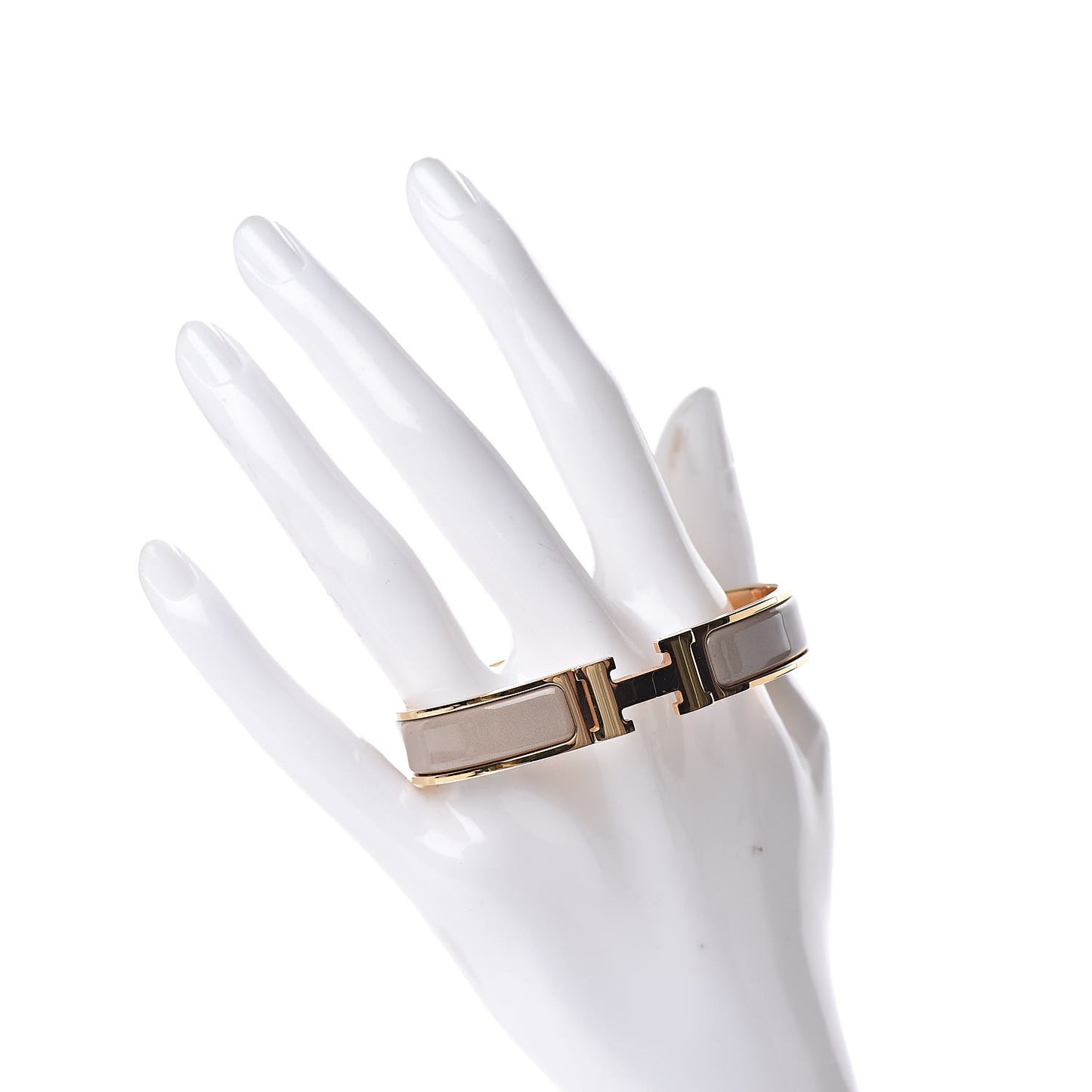 Enamel Narrow Clic Clac H Bracelet GM Marron Glace
