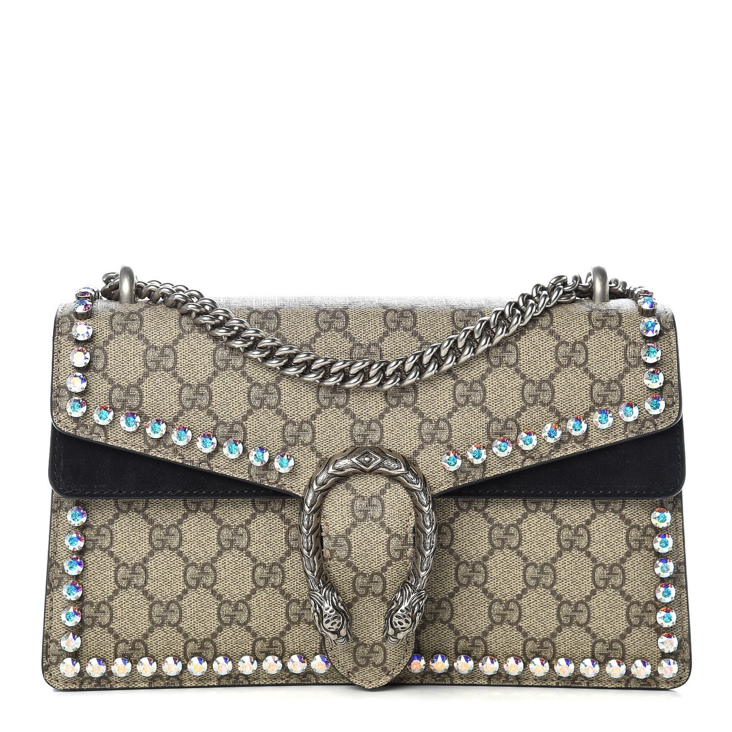 GG Supreme Monogram Crystal Small Dionysus Shoulder Bag Black