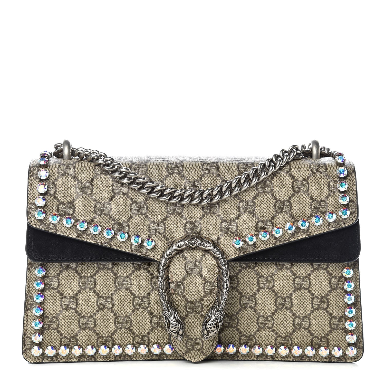 Gucci GG Supreme Monogram Crystal Small Dionysus Shoulder Bag Black 1 of 13
